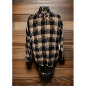 J Crew Flannel Shirt Mens 2XL Brown Plaid Long Sleeve Button Up  Re Imagined